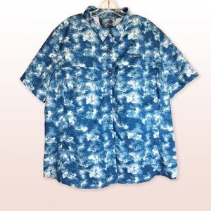 LL Bean Women’s Tropicwear Short Sleeve Fishing Shirt Teal Print Size 3X Plus